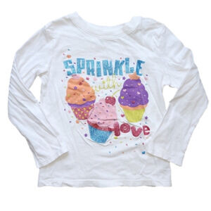 𝅺1989 PLACE White Long Sleeve Tee with Cute Cupcakes 'Sprinkle with Love'